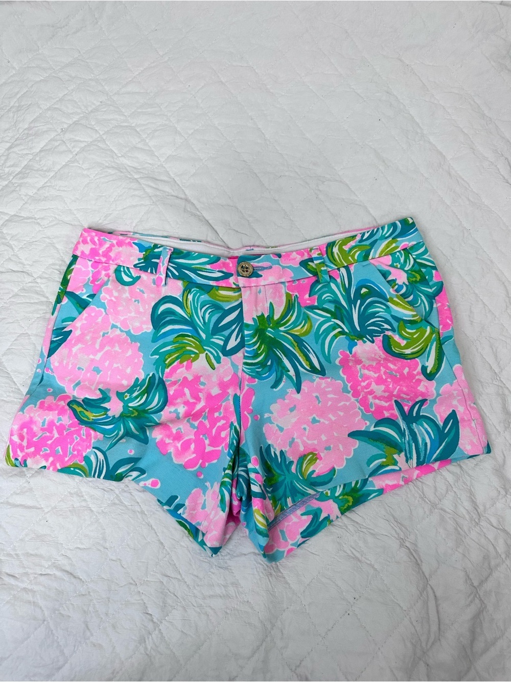 Lilly Pulitzer Pink & Aqua Floral Bermuda Shorts